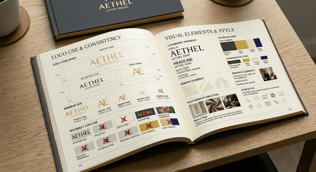 Aethel brand guidelines — logo use, consistency rules, and visual elements